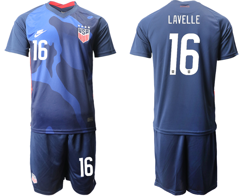 Men 2020-2021 Season National team United States away blue #16 Soccer Jersey